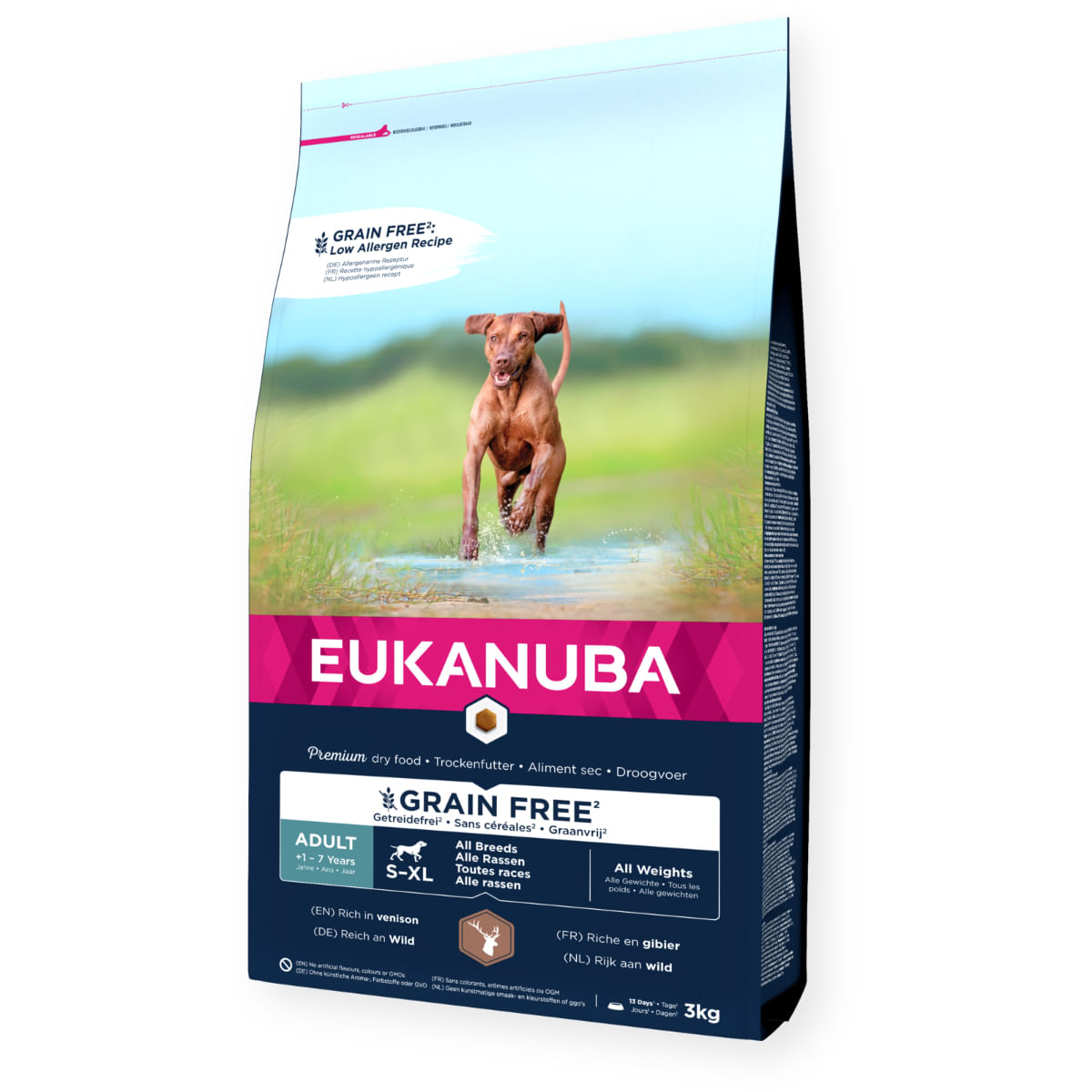 EUKANUBA Grain Free Adult All Breeds, XS-XL, Vânat, hrană uscată fără cereale câini, 12kg - 1 | YEO