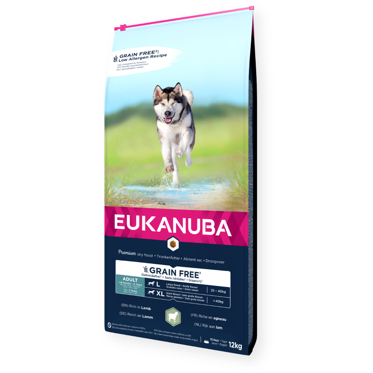 EUKANUBA Grain Free Adult Large Breed, L-XL, Miel, hrană uscată fără cereale câini, 12kg