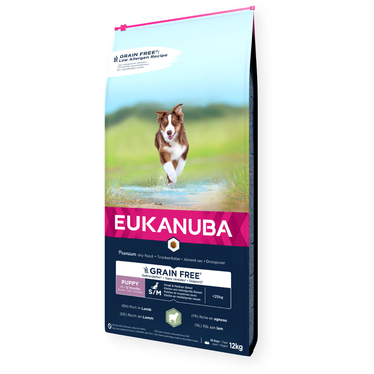 EUKANUBA Grain Free Puppy Small & Medium Breed, S-M, Miel, hrană uscată fără cereale câini junior, 12kg