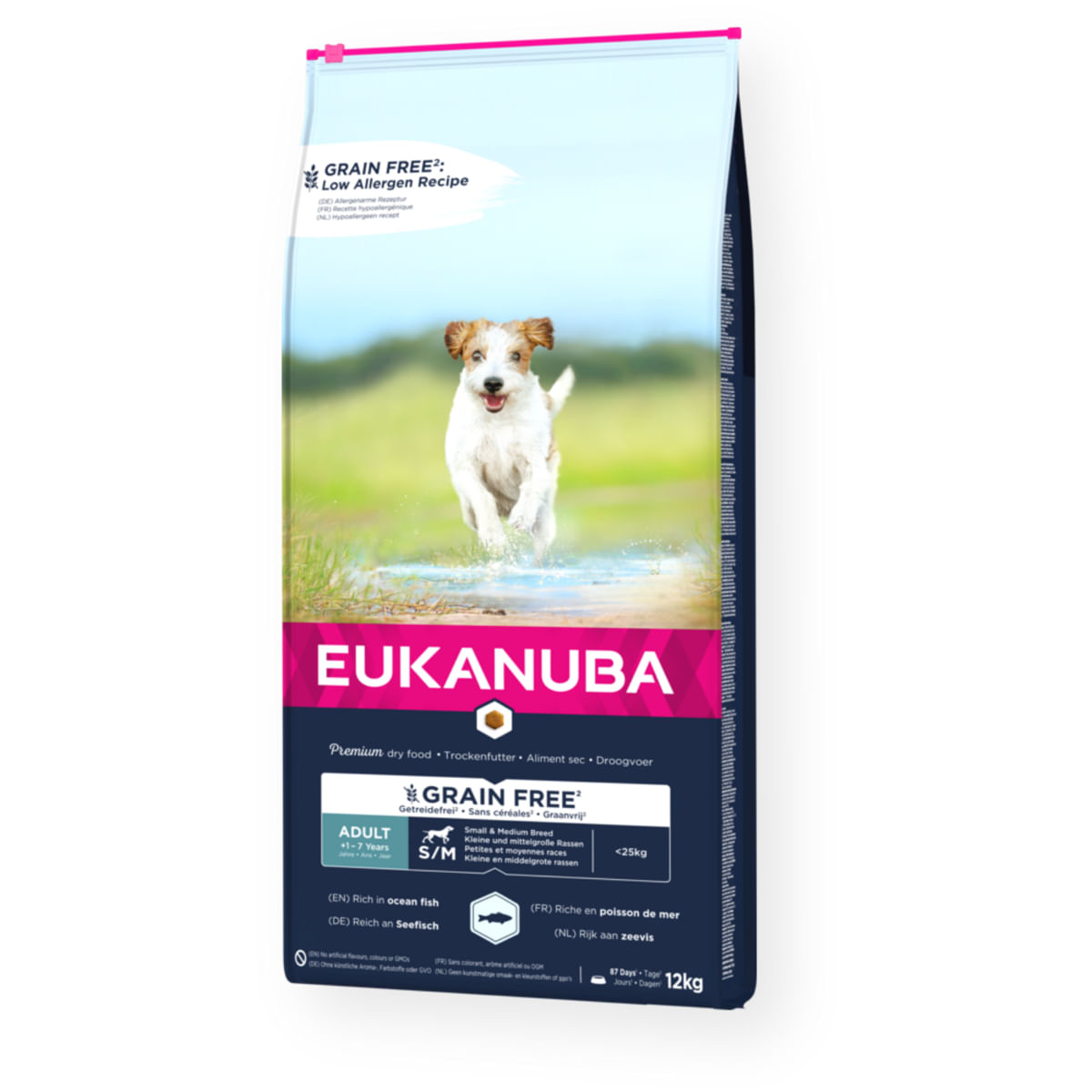 EUKANUBA Grain Free Adult Small & Medium Breed, S-M, Pește, hrană uscată fără cereale câini, 12kg - 1 | YEO