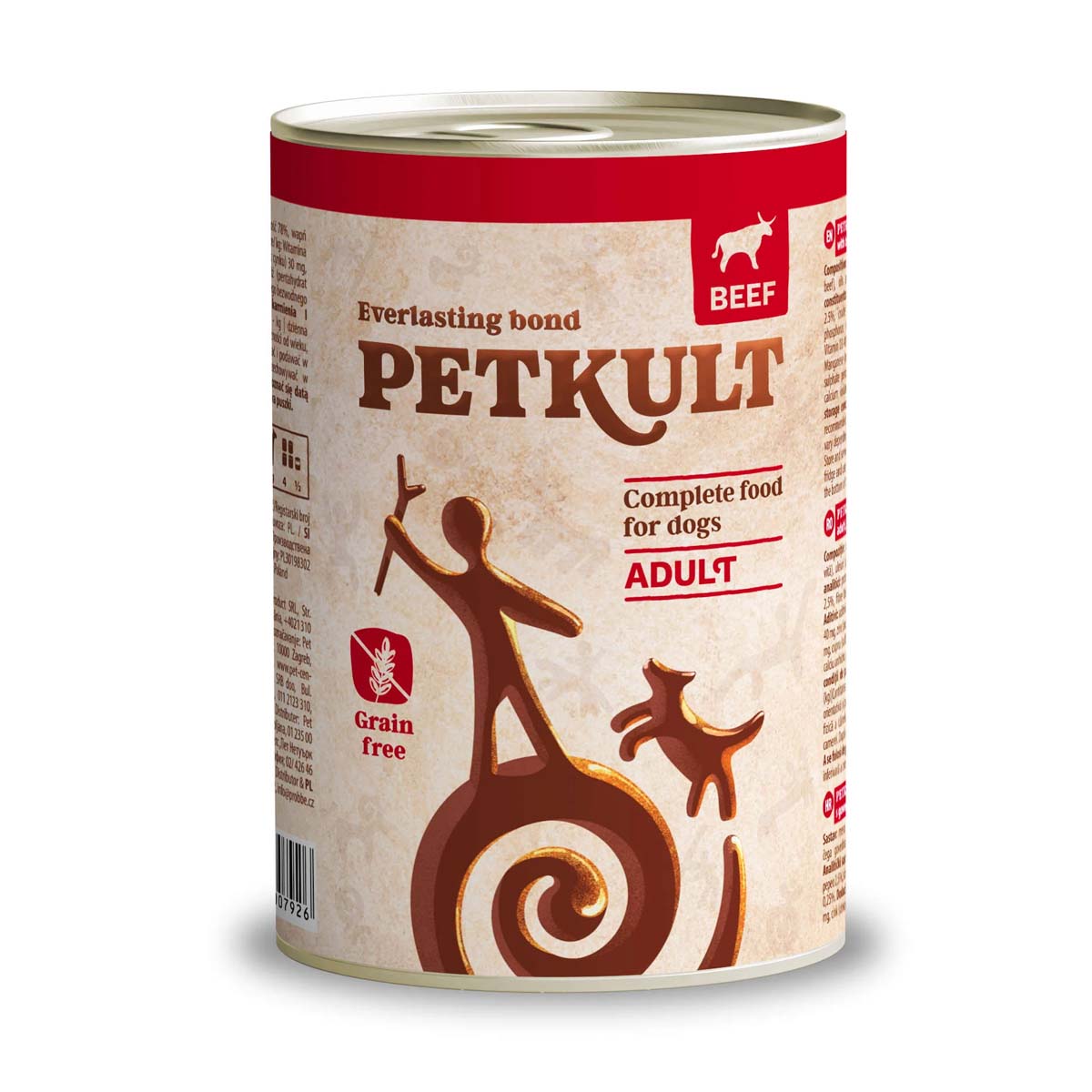 PETKULT Grain Free Adult, Vită, conservă hrană umedă fără cereale câini, 400g