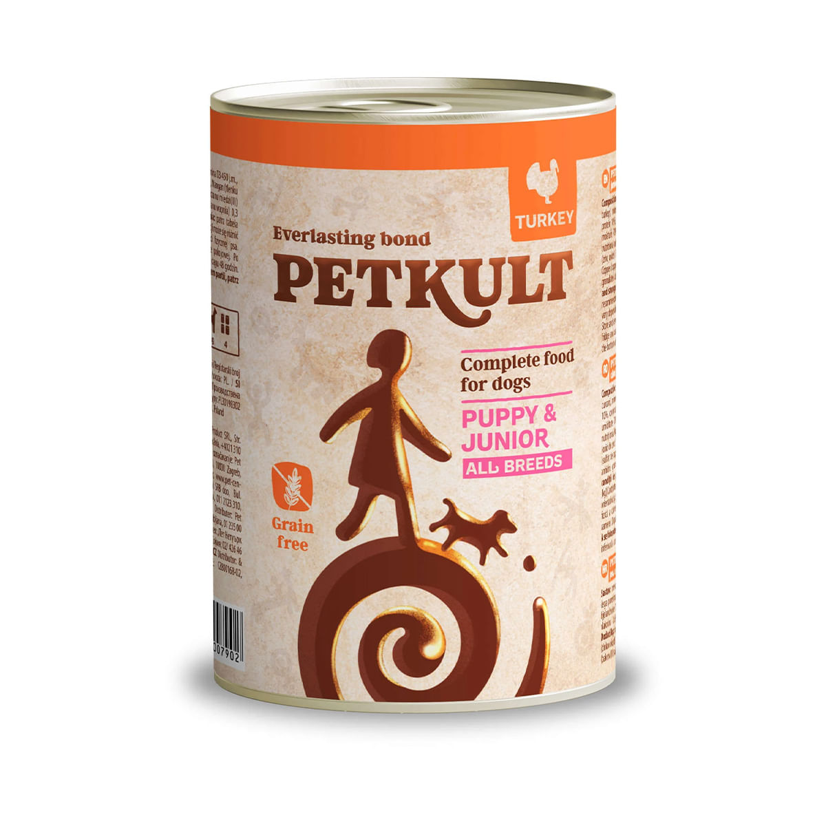 PETKULT Grain Free Junior, Curcan, conservă hrană umedă fără cereale câini junior, 400g