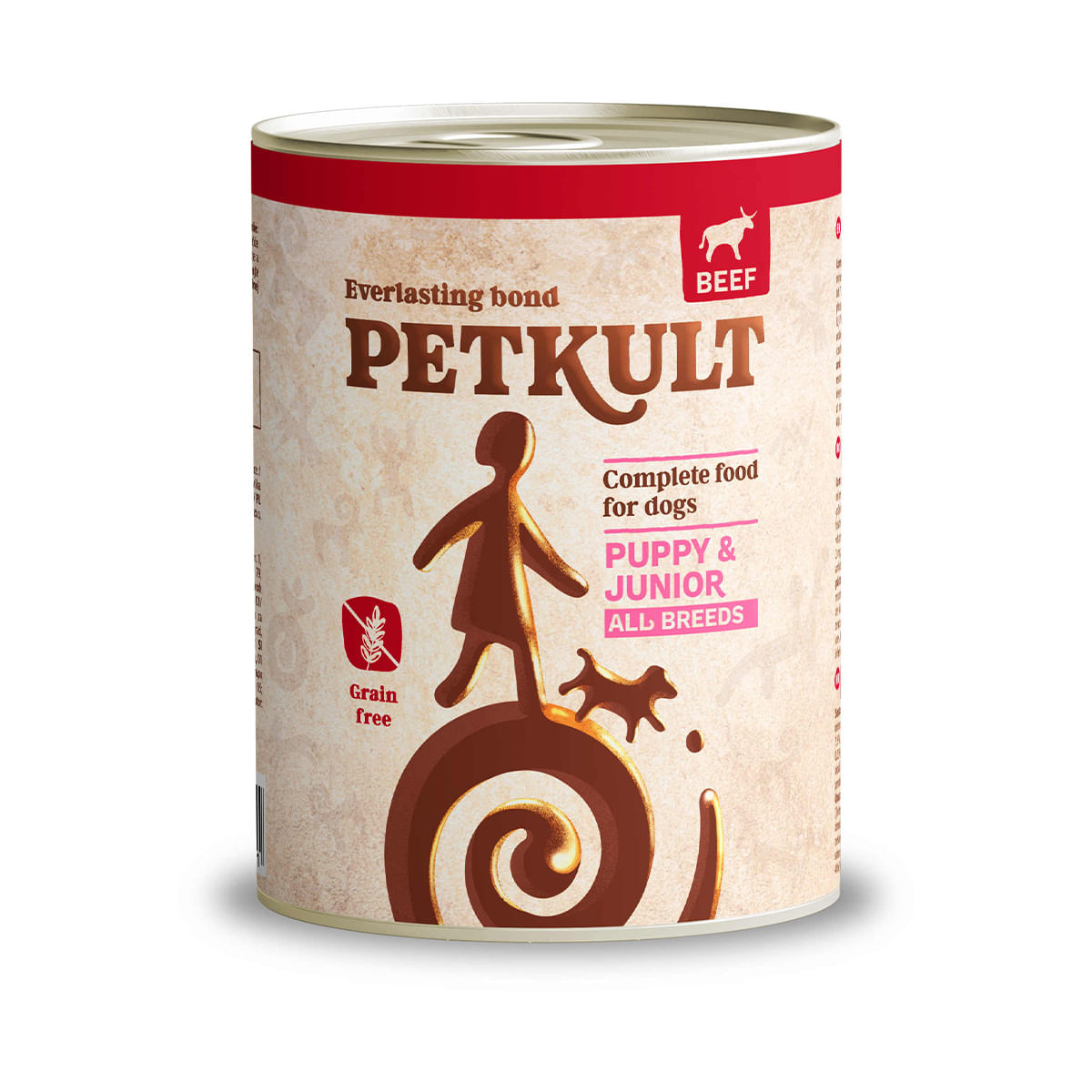 PETKULT Grain Free Junior, Vită, conservă hrană umedă fără cereale câini junior, 400g