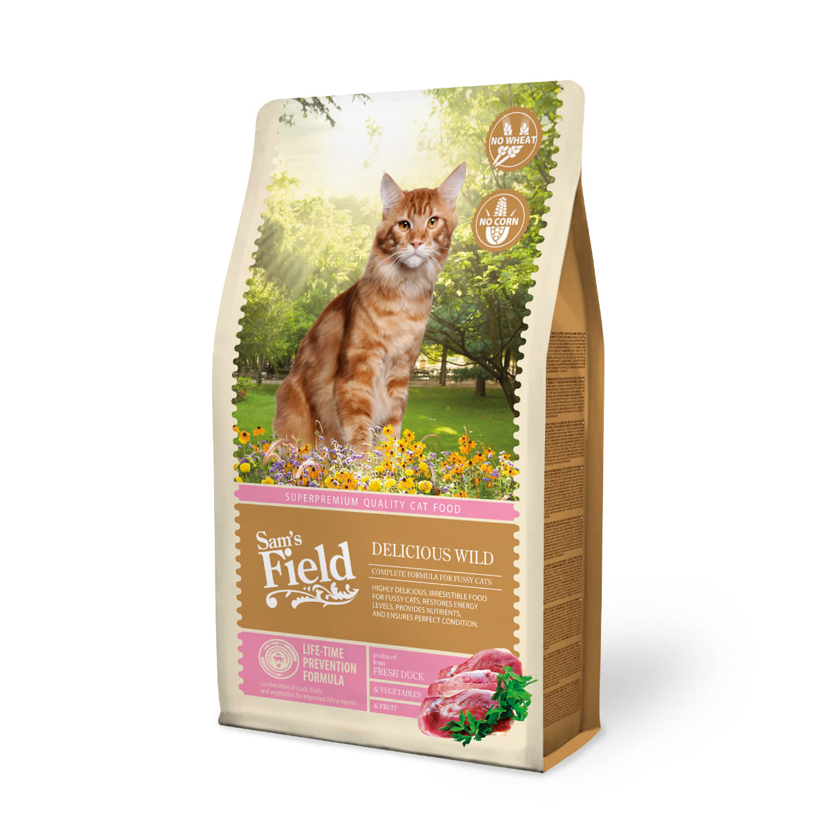 SAM\'S FIELD Delicious Wild, Rață, hrană uscată pisici, 2.5kg