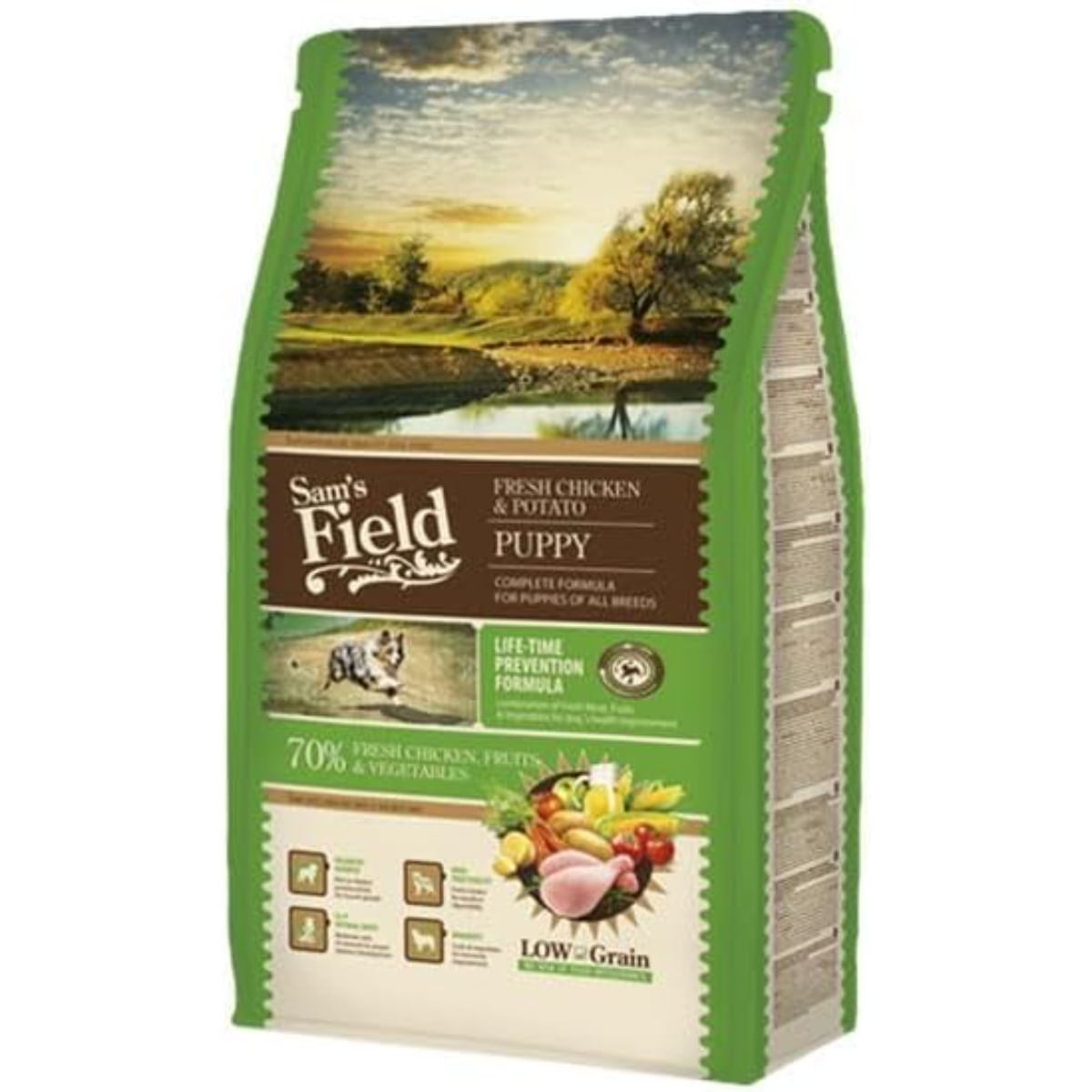 SAM\'S FIELD Fresh Puppy, XS-XL, Pui și Cartofi, hrană uscată conținut redus cereale câini junior, 2.5kg