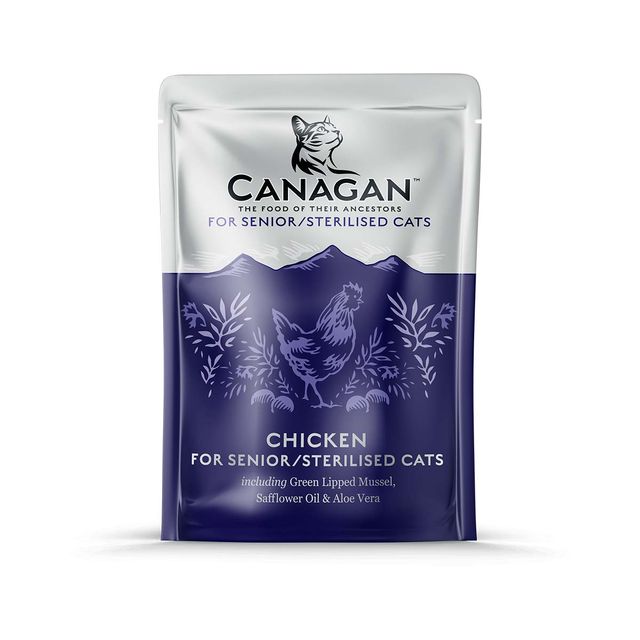 CANAGAN Senior/Sterilised, Pui, plic hrană umedă fără cereale pisici sterilizate senior, (în supă), 85g