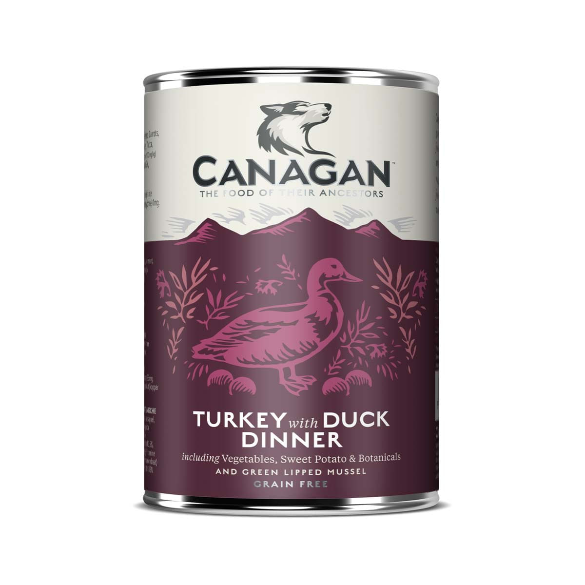 CANAGAN Turkey&Duck Dinner, XS-XL, Curcan și Rață, conservă hrană umedă fără cereale câini junior & adult, (în supă), 400g