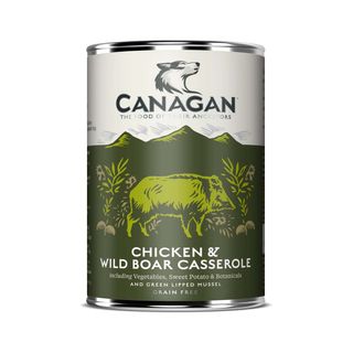 CANAGAN Chicken&Wild Boar Casserole, XS-XL, Pui și Mistreț, conservă hrană umedă fără cereale câini junior & adult, (în supă), 400g