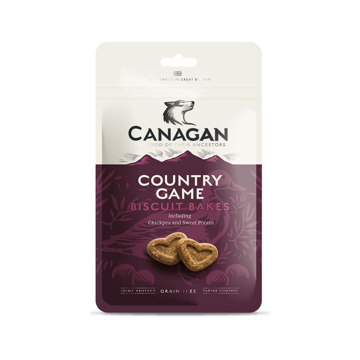 CANAGAN Country Game Biscuit Bakes, XS-XL, Rață și Vânat, punguță recompense fără cereale câini junior & adult, 150g