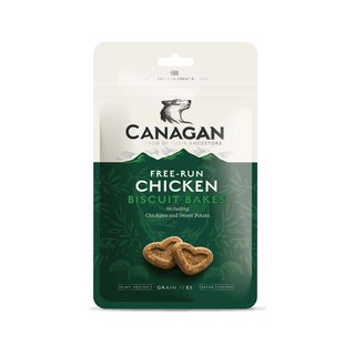 CANAGAN Free-Run Chicken Biscuit Bakes, XS-XL, Pui, punguță recompense fără cereale câini junior & adult, 150g