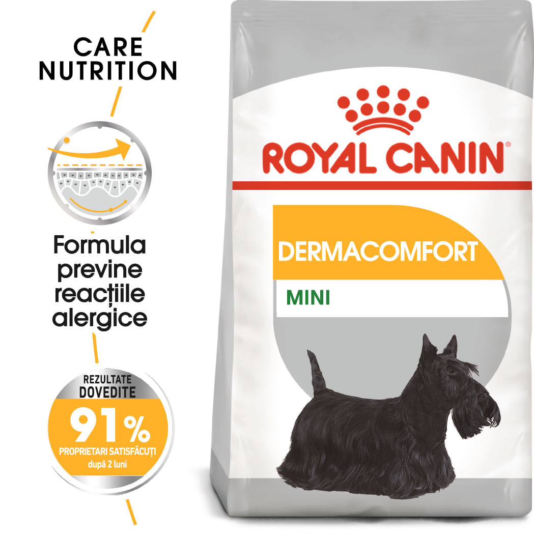 ROYAL CANIN Mini Dermacomfort, hrană uscată câini, prevenirea iritațiilor pielii, 1kg