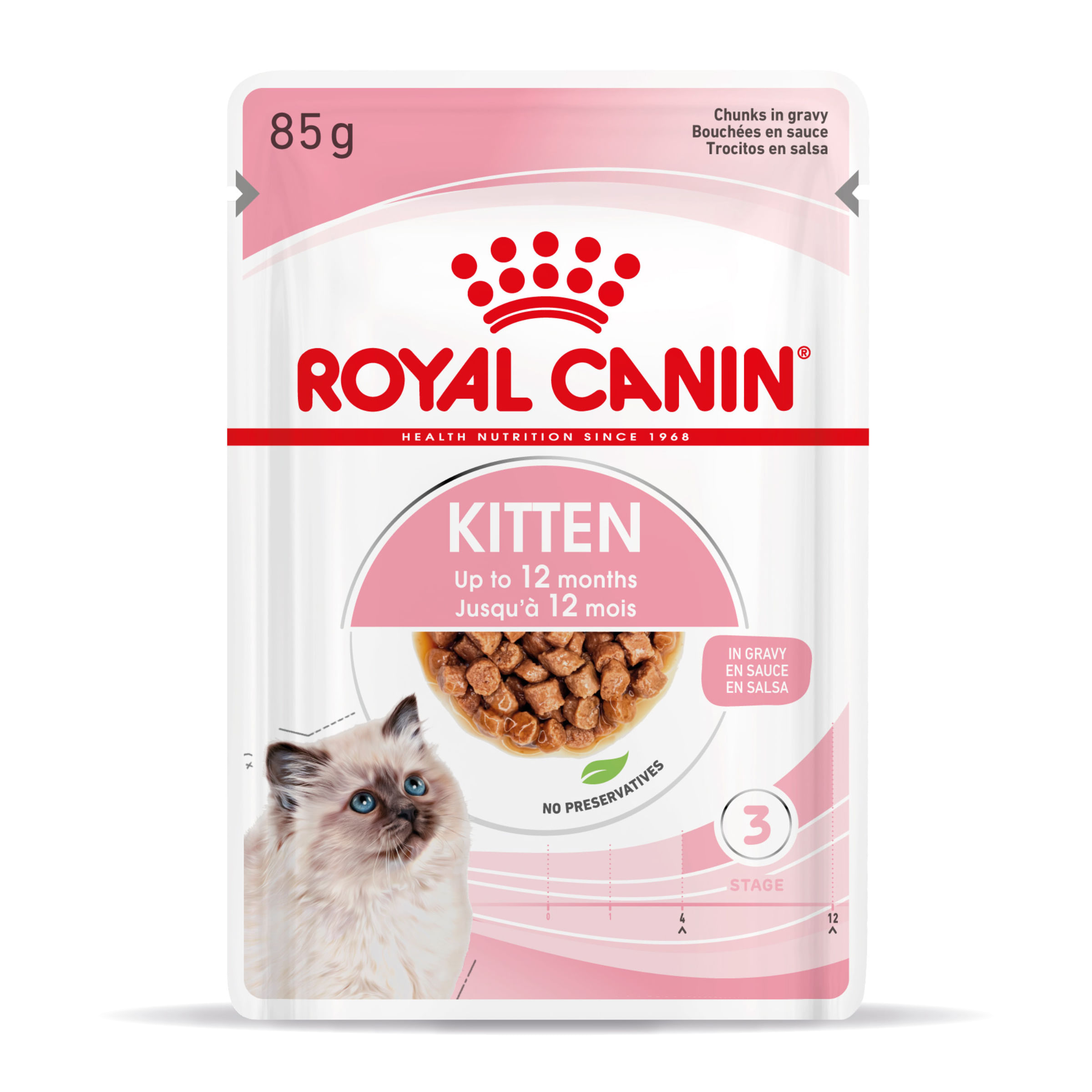 ROYAL CANIN Kitten, hrană umedă pisici junior, (în sos), 85g - 2 | YEO