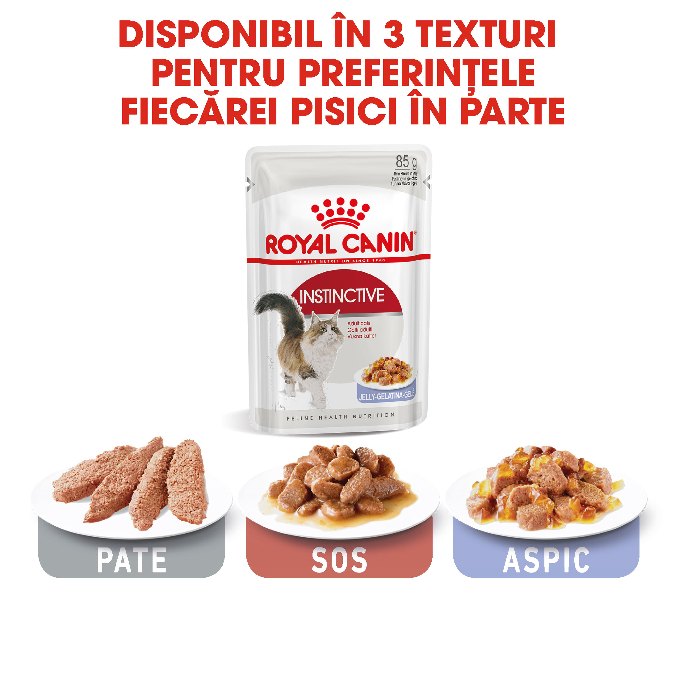 ROYAL CANIN Instinctive Adult, hrană umedă pisici, (în aspic), 85g