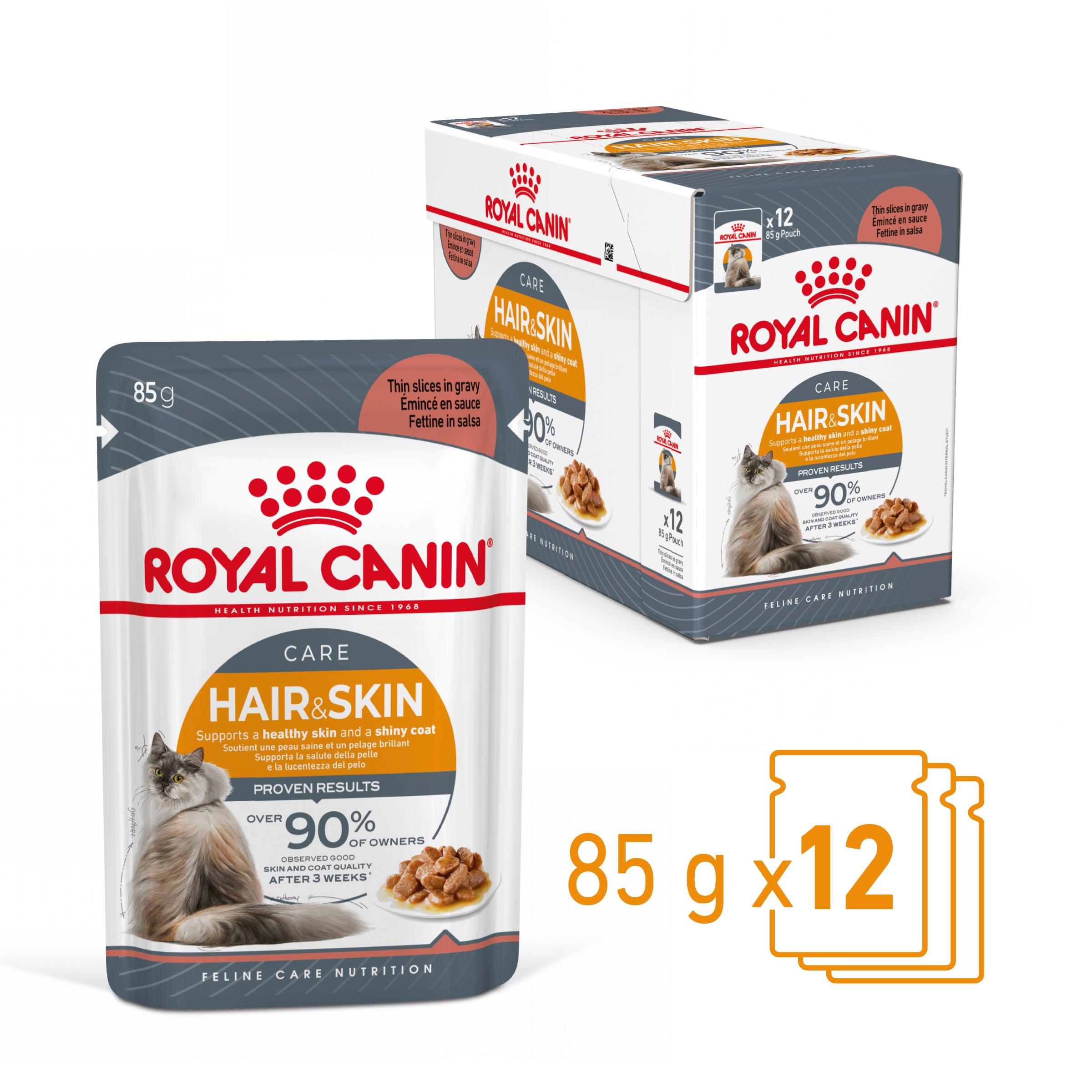 ROYAL CANIN Hair & Skin Care Adult, hrană umedă pisici, piele & blană, (în sos), bax, 85g x 12buc - 2 | YEO