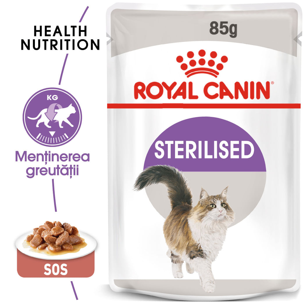 ROYAL CANIN Sterilised Adult, hrană umedă pisici sterilizate, (în sos), 85g