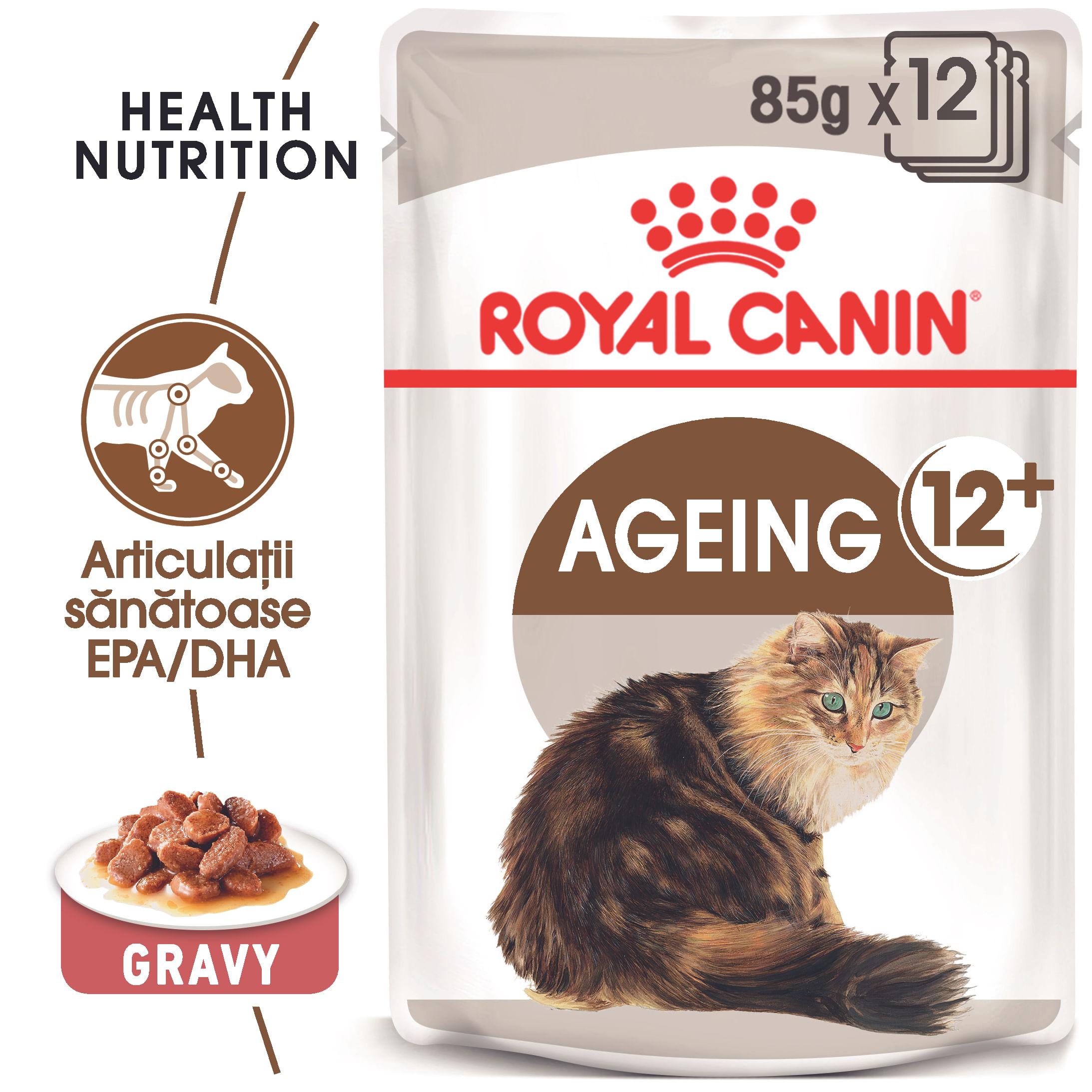 ROYAL CANIN Ageing 12+, hrană umedă pisici senior, (în sos), bax, 85g x 12buc