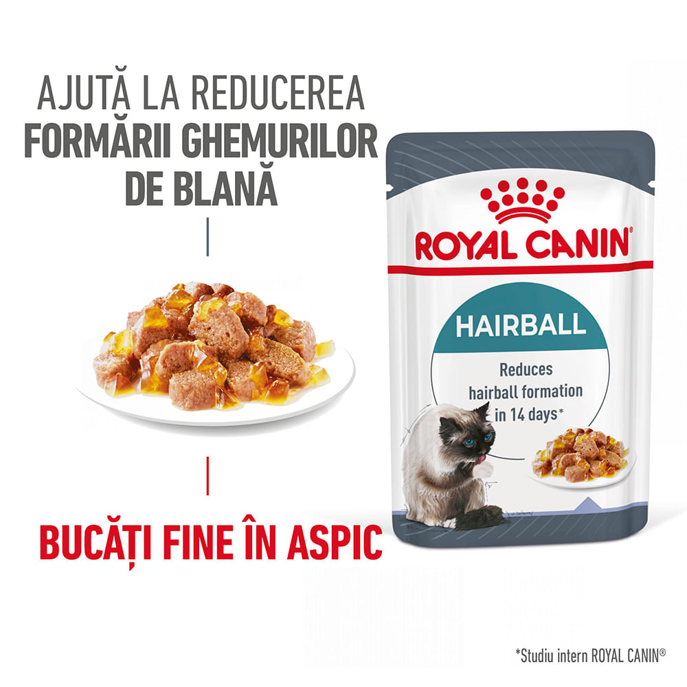 ROYAL CANIN Hairball Care Adult hrană umedă pisici limitarea ghemurilor de blană (în aspic), 85g