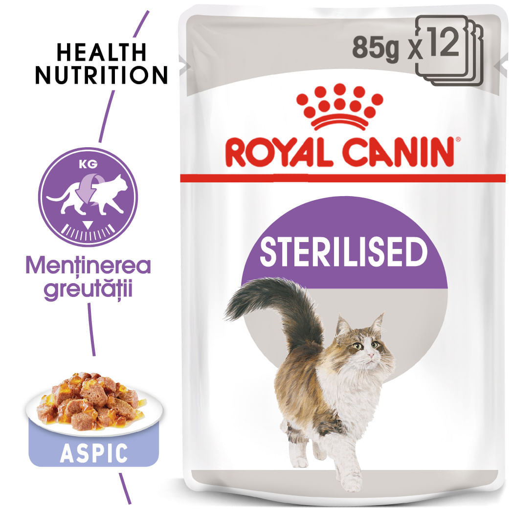 ROYAL CANIN Sterilised Adult hrană umedă pisici sterilizate (în aspic), 85g