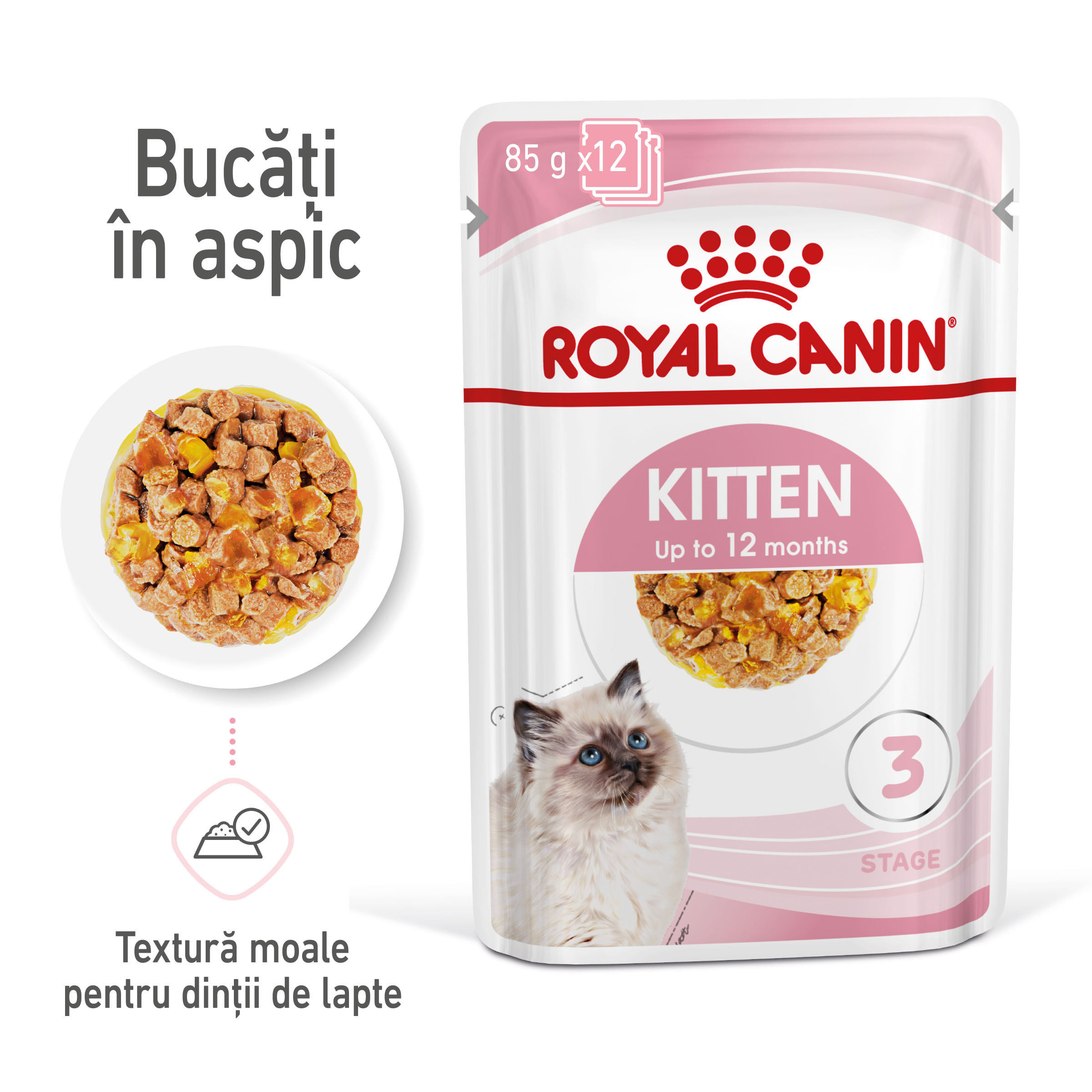 ROYAL CANIN Kitten, hrană umedă pisici, (în aspic), 85g