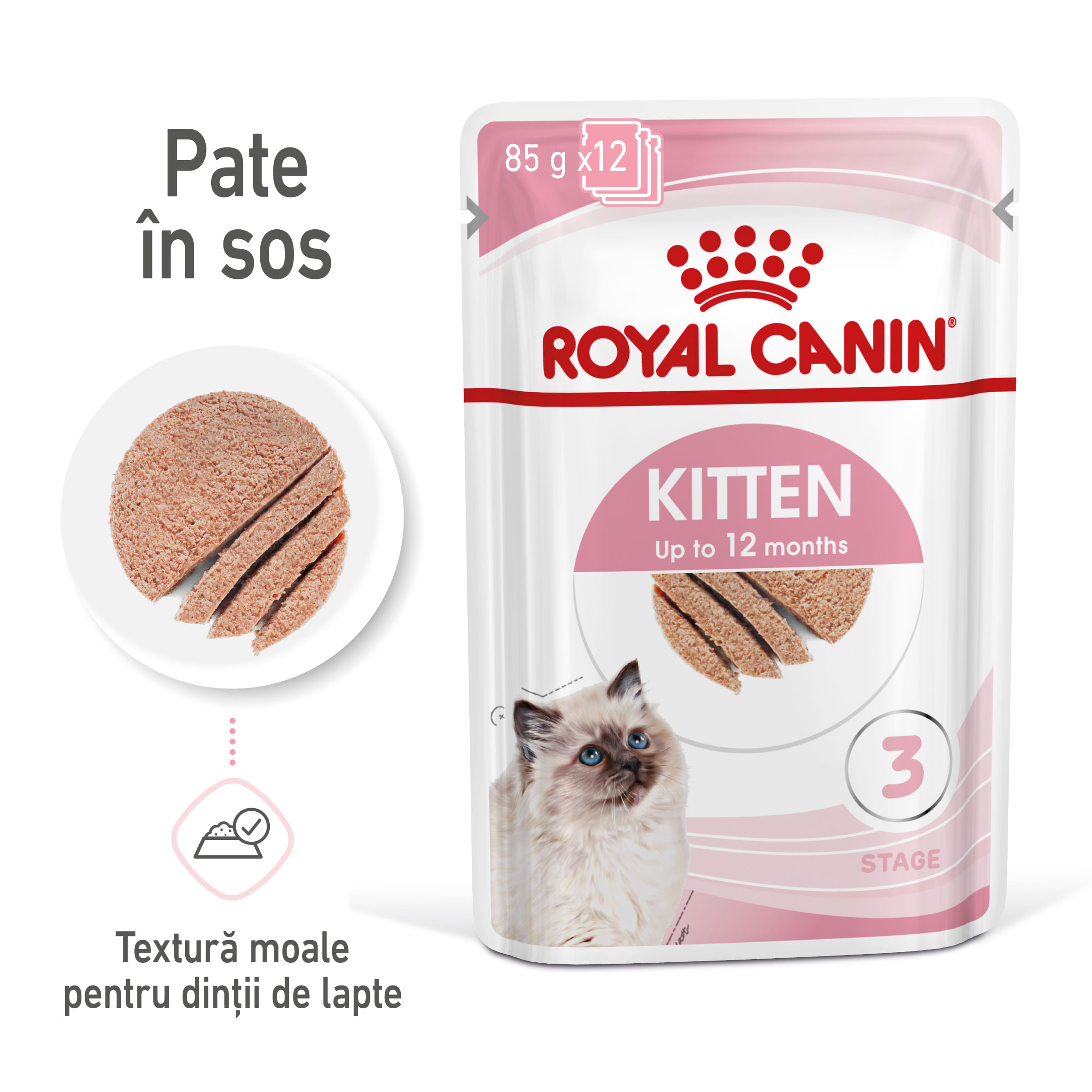 ROYAL CANIN Kitten, hrană umedă pisici junior, (pate), 85g - 1 | YEO