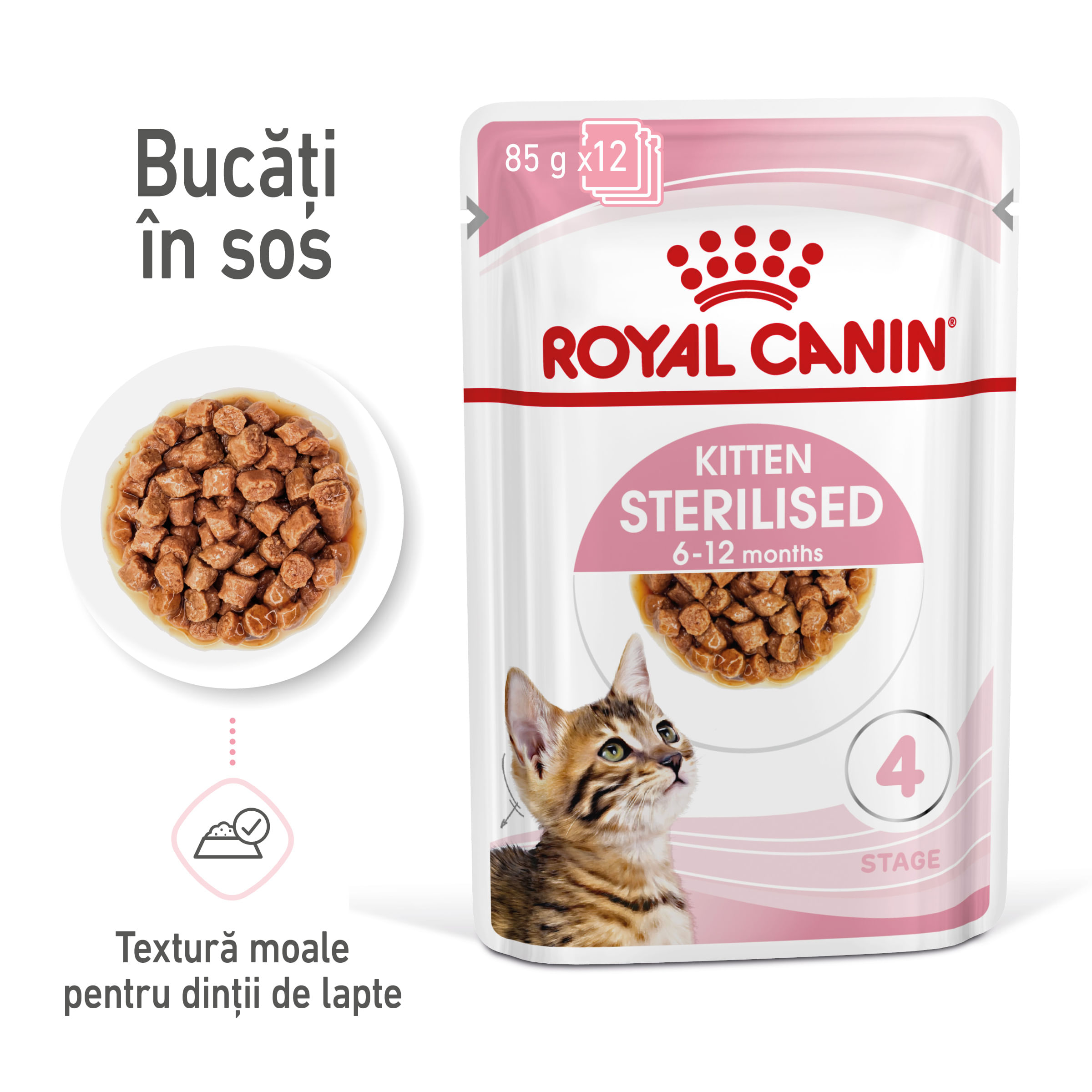 ROYAL CANIN Kitten Sterilised hrană umedă pisici sterilizate junior (în sos), 85g