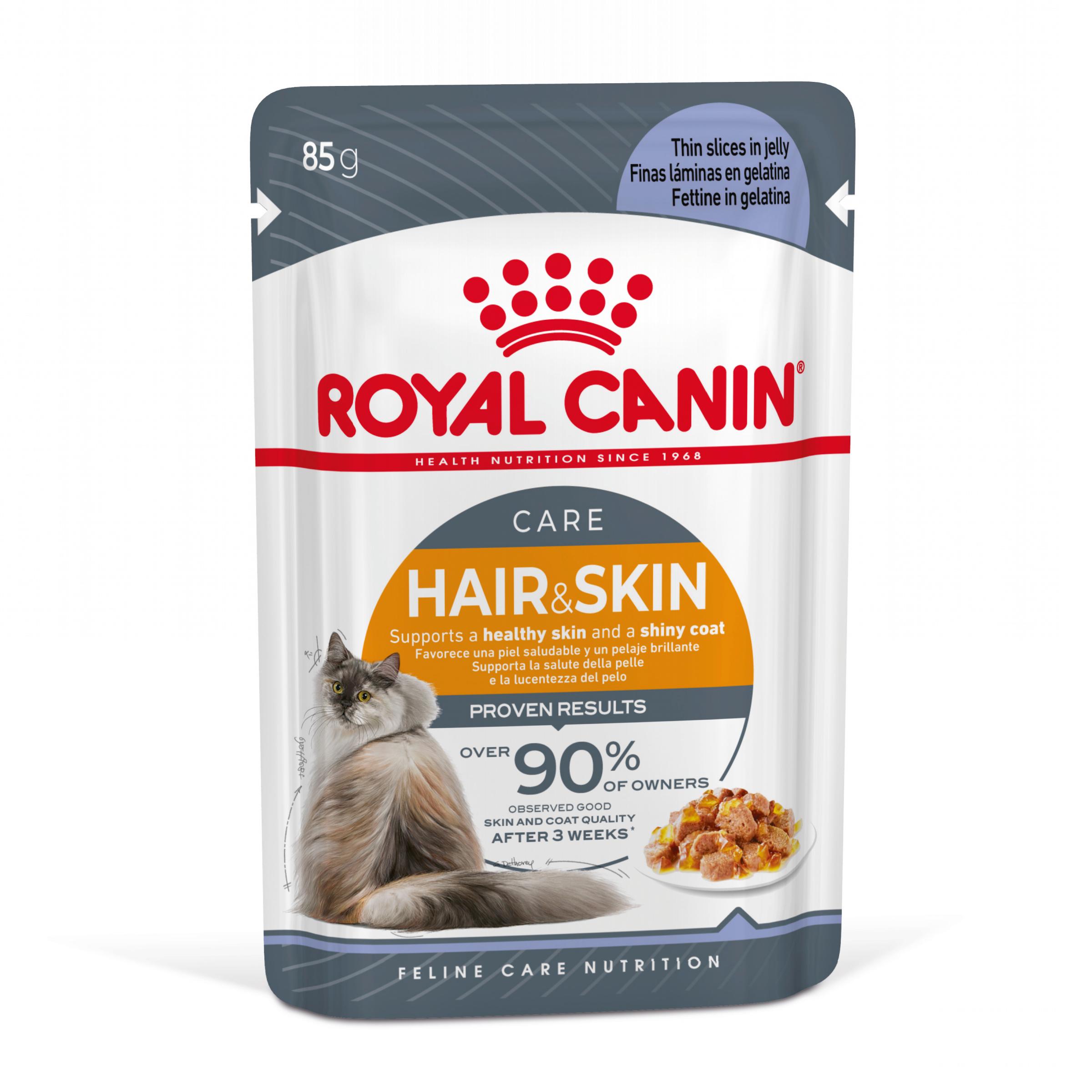 ROYAL CANIN Hair&Skin Care Adult hrană umedă pisici piele & blană (în aspic), 85g - 2 | YEO