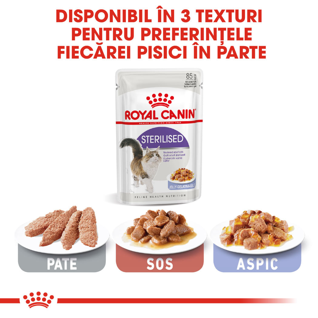 ROYAL CANIN Sterilised Adult hrană umedă pisici sterilizate (în aspic), 85g