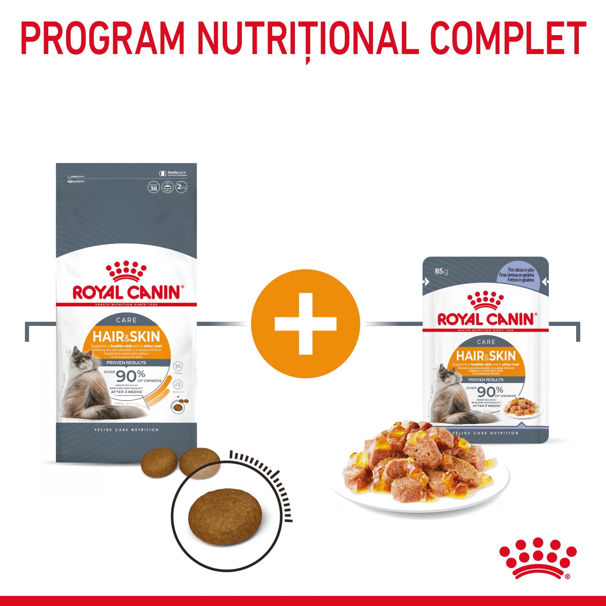 ROYAL CANIN Hair&amp;Skin Care Adult hrană umedă pisici piele &amp; blană (în aspic), 85g