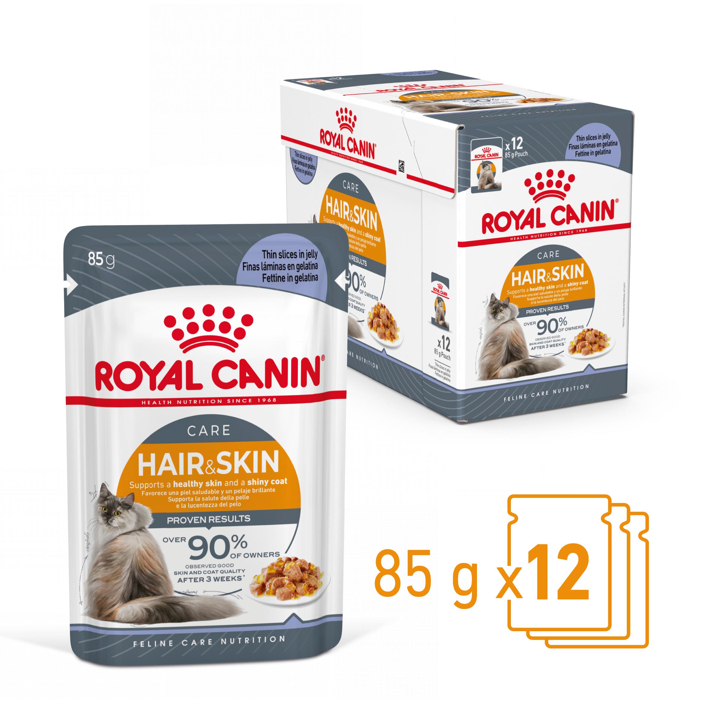 ROYAL CANIN Hair&Skin Care Adult hrană umedă pisici piele & blană (în aspic), bax, 85g x 12buc - 2 | YEO