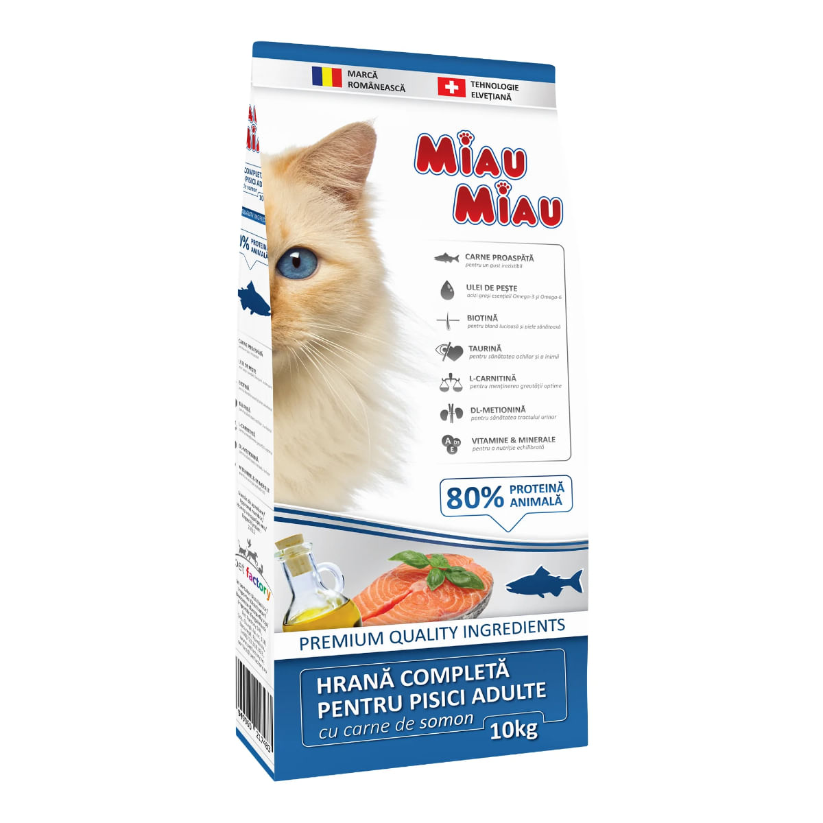 MIAU MIAU, Somon, hrană uscată pisici, 10kg - 1 | YEO