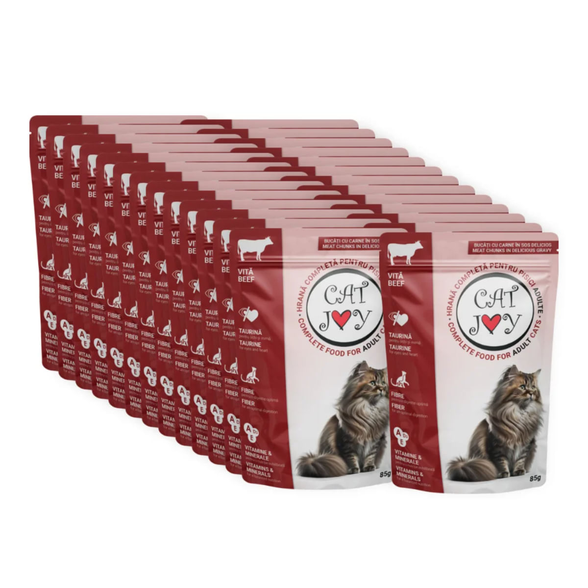 CAT JOY, Vită, plic hrană umedă pisici, (în sos), bax, 85g x 24buc