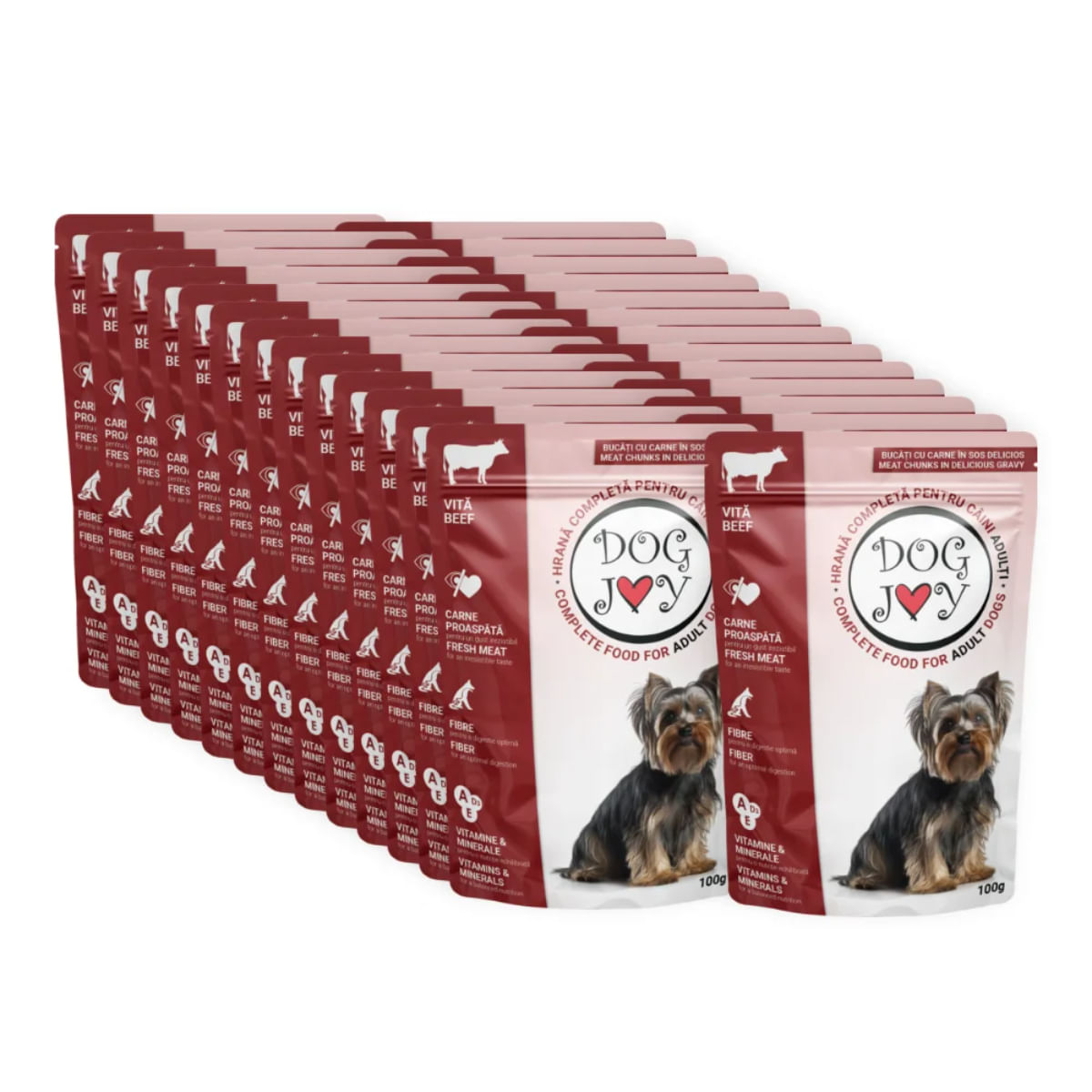 DOG JOY, XS-S, Vită, plic hrană umedă câini, (în sos), bax, 100g x 24buc