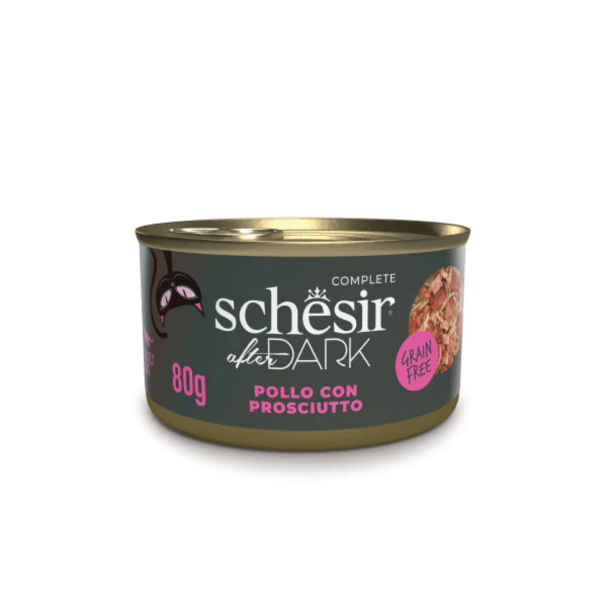 SCHESIR After Dark, Pui și Șuncă, conservă hrană umedă fără cereale pisici, (în supă), 80g - 1 | YEO