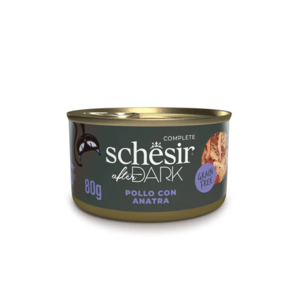 SCHESIR After Dark, Pui și Rață, conservă hrană umedă fără cereale pisici, (în supă), 80g - 1 | YEO