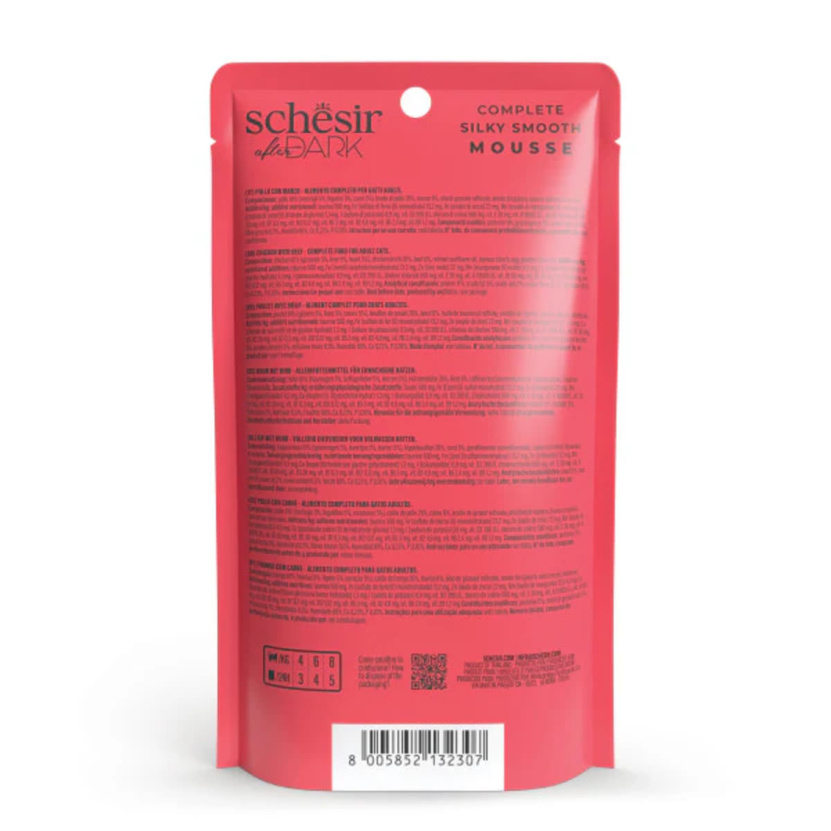 SCHESIR After Dark Velvet Mousse, Pui și Vită, plic hrană umedă fără cereale pisici, (mousse), 80g
