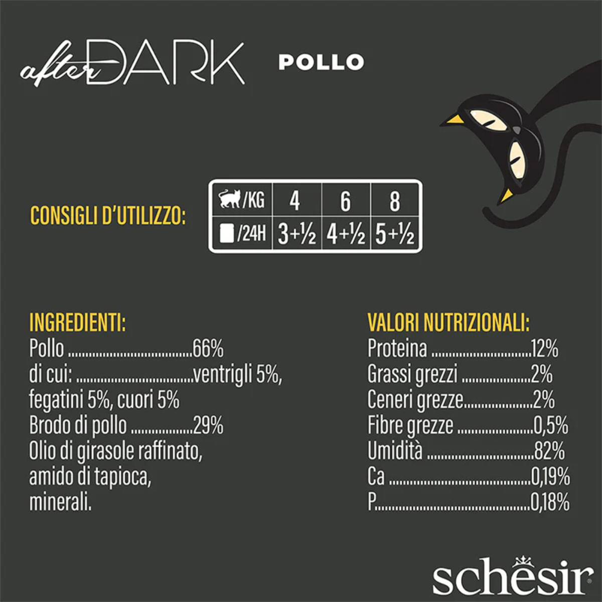 SCHESIR After Dark, Pui, conservă hrană umedă fără cereale pisici, (în supă), 80g