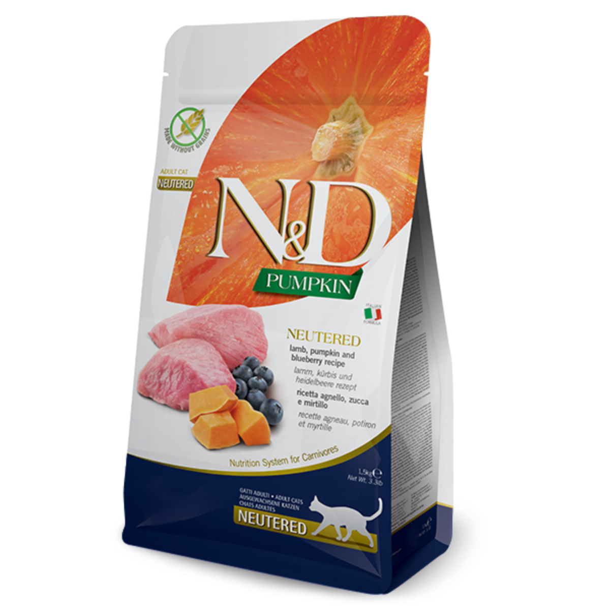 N&D Pumpkin Neutered, Miel și dovleac, hrană uscată fără cereale pisici sterilizate, 1.5kg - 1 | YEO