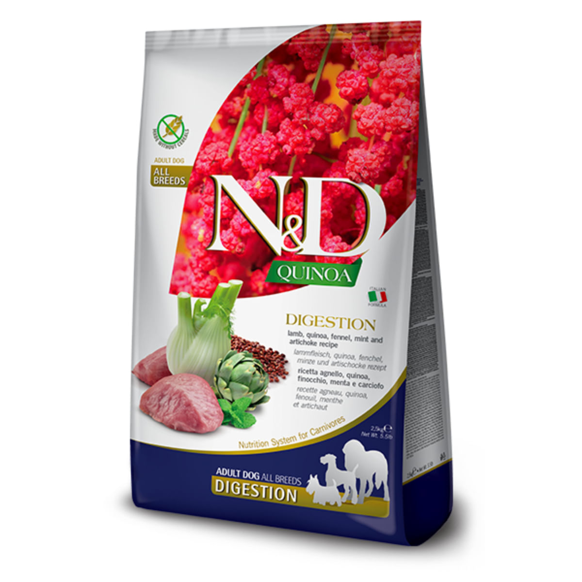 N&D Quinoa Digestion, XS-XL, Miel, hrană uscată fără cereale câini, sistem digestiv, 7kg