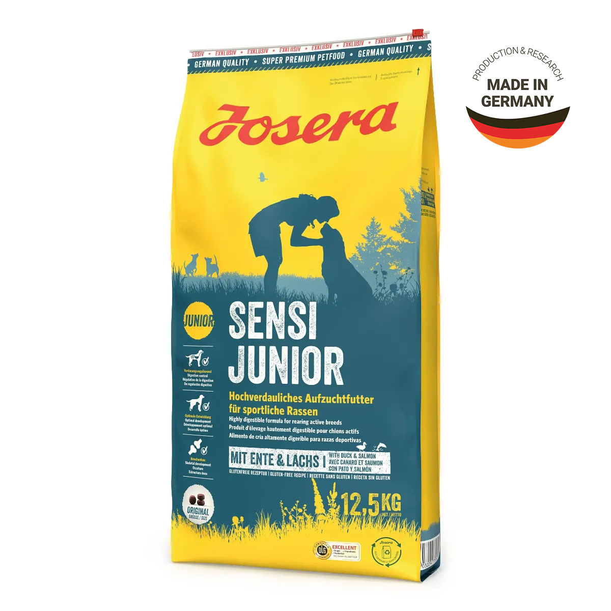 JOSERA Sensi Junior, XS-XL, Rață și Somon, hrană uscată câini junior, 12.5kg