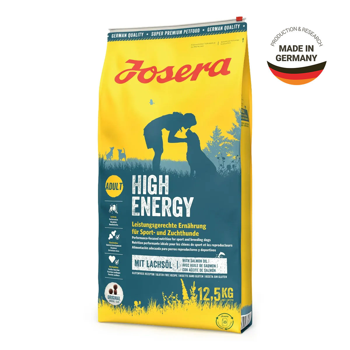 JOSERA High Energy, XS-XL, Pasăre și Somon, hrană uscată câini, activitate intensă, 12.5kg