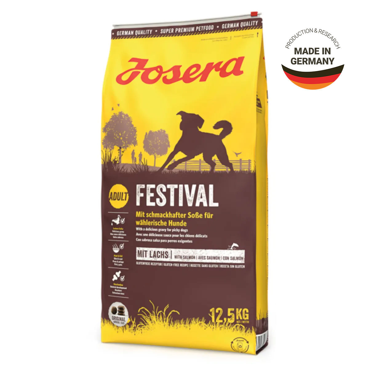 JOSERA Festival, XS-XL, Pasăre și Somon, hrană uscată câini, 12.5kg