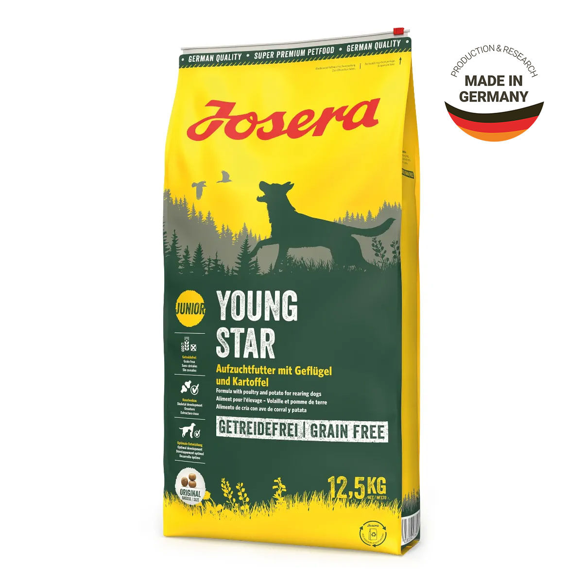 JOSERA Youngstar, XS-XL, Pasăre, hrană uscată fără cereale câini junior, sistem digestiv, 12.5kg - 2 | YEO