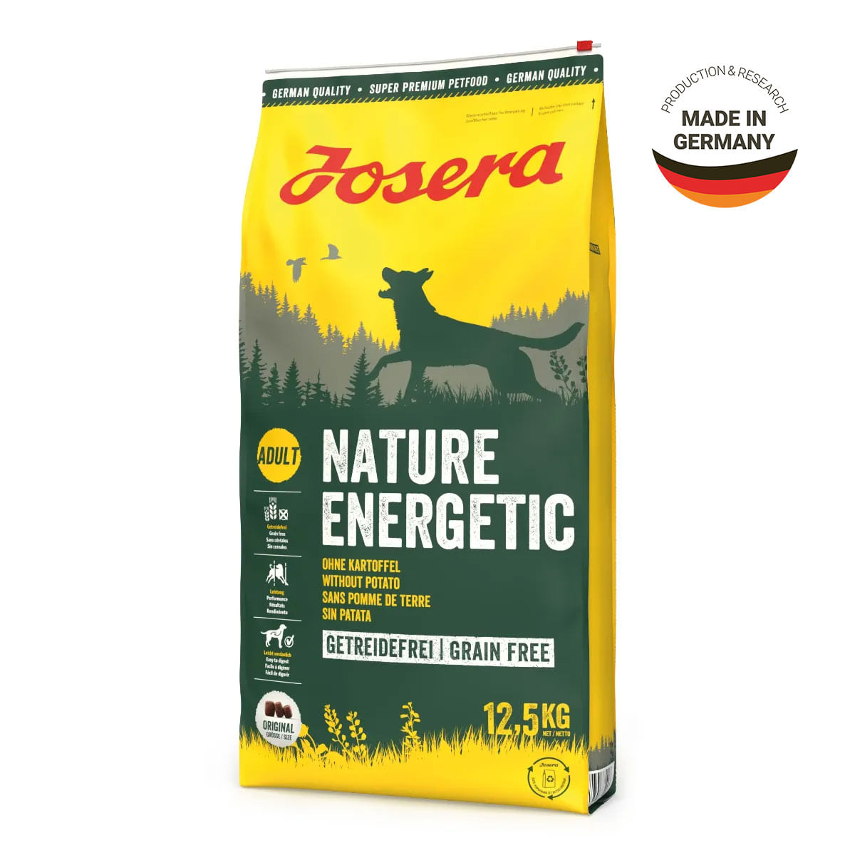 JOSERA Nature Energetic, XS-XL, Pasăre, hrană uscată fără cereale câini, activitate intensă, 12.5kg