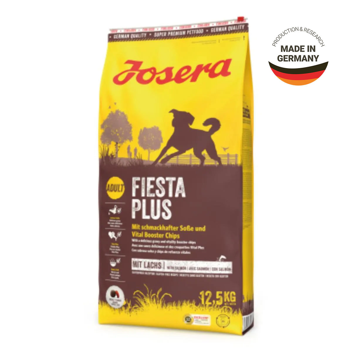 JOSERA Fiesta Plus, XS-XL, Pasăre și Somon, hrană uscată semimoist câini, 12.5kg