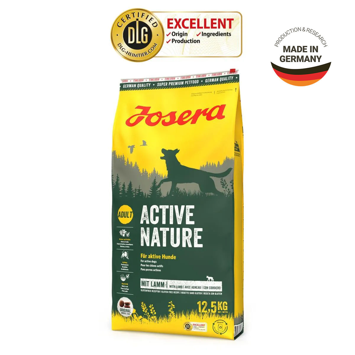 JOSERA Active Nature, XS-XL, Pasăre și Miel, hrană uscată câini, activitate intensă, 12.5kg