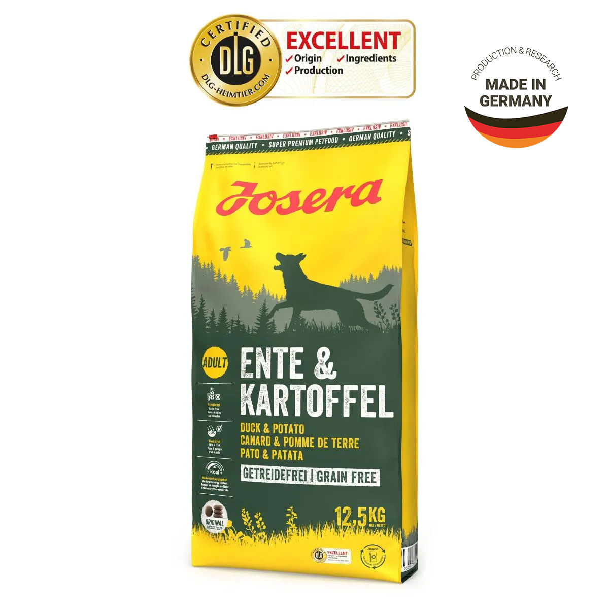 JOSERA, XS-XL, Rață și Cartofi, hrană uscată fără cereale câini, 12.5kg