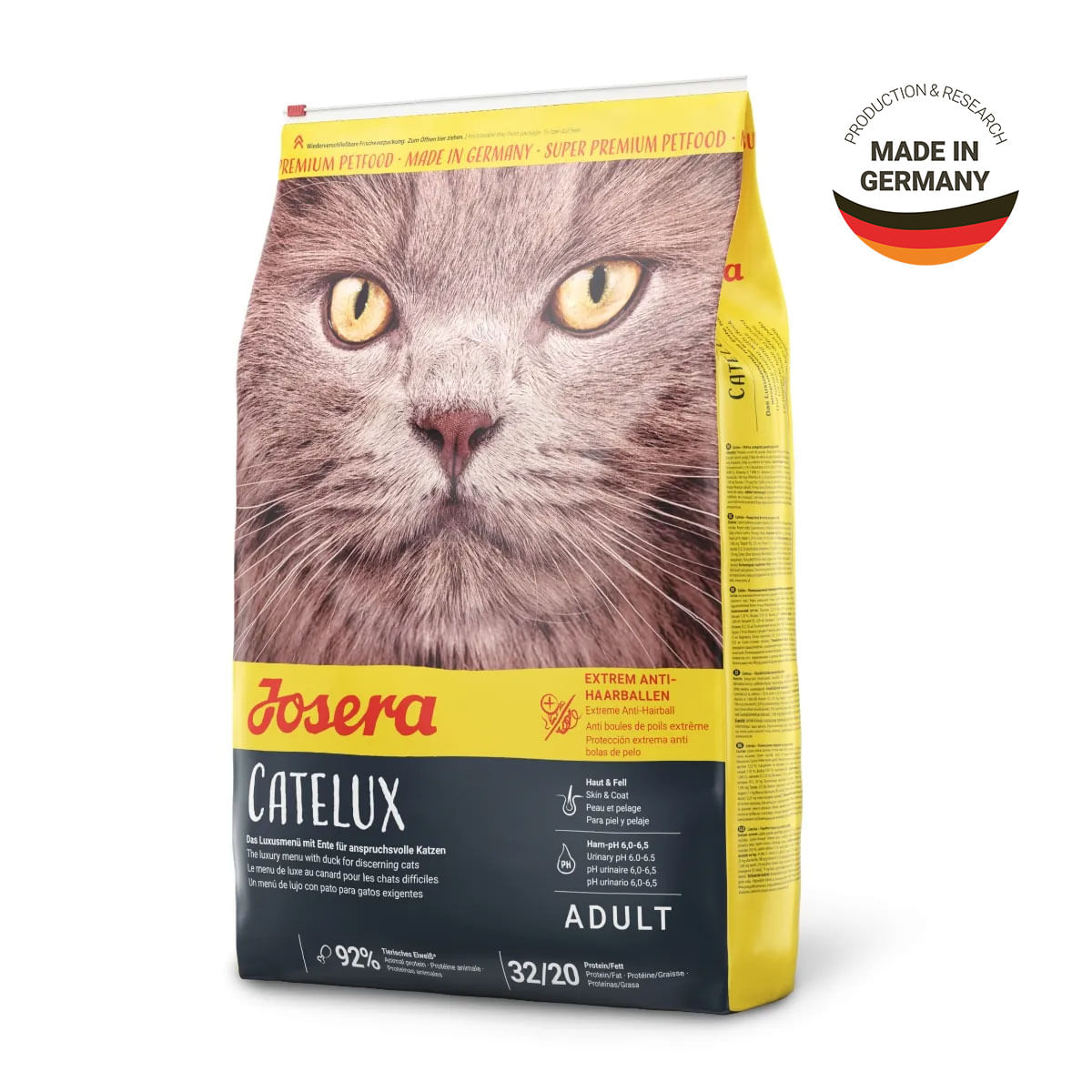 JOSERA Catelux, Rață, hrană uscată pisici, limitarea ghemurilor de blană, 10kg