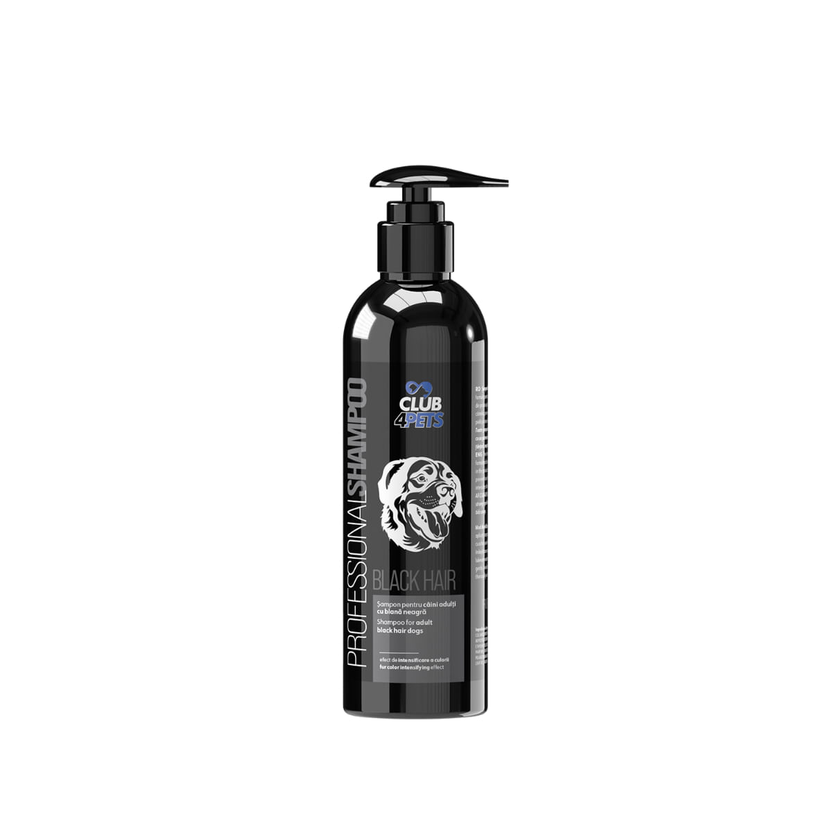 CLUB 4 PETS Profesional Black Hair, șampon câini, blană neagră, flacon cu aplicator, 250ml