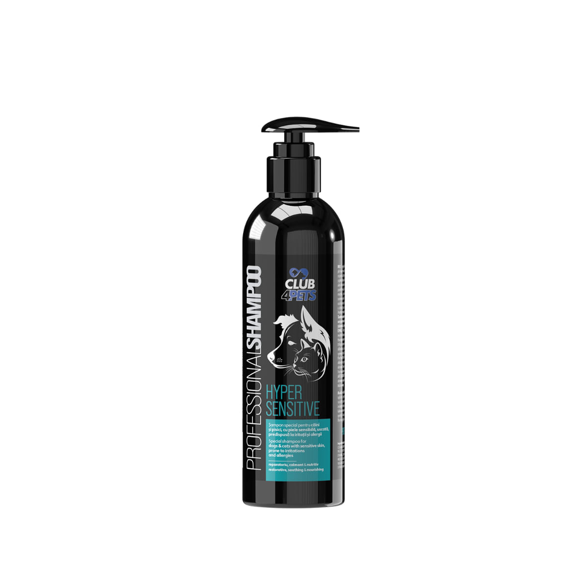 CLUB 4 PETS Profesional Hypersensitive, șampon câini și pisici, piele sensibilă, hipoalergenic, flacon cu aplicator, 250ml