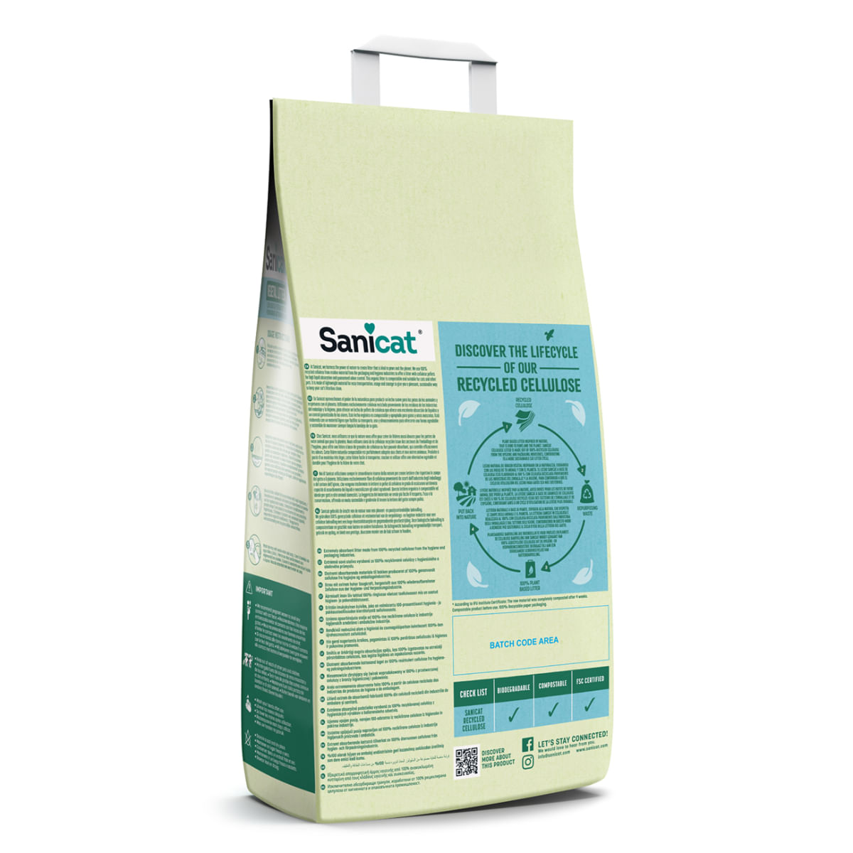 SANICAT Natura Activa, Cellulose, neparfumat, așternut igienic pisici, peleți, celuloza, neaglomerant, ecologic, biodegradabil, 10l - 2 | YEO